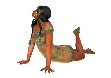 Beyaz arka plan üzerinde izole bir Kızılderili kadın 3D render