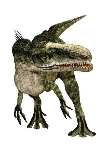 Monolophosaurus 배경에 고립의 렌더링 — 스톡 사진