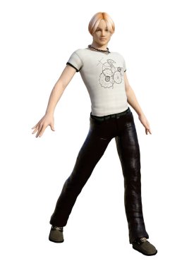 Beyaz arka planda izole edilmiş bir gencin 3D görüntüsü