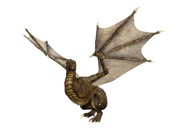 Beyaz arka plan üzerinde izole bir peri masalı ejderha 3D render