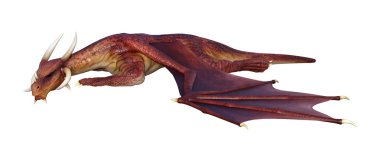 Beyaz arka plan üzerinde izole kırmızı peri masalı Dragon 3D render