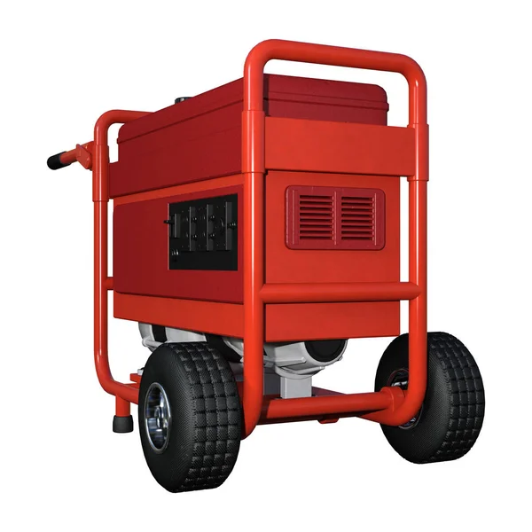 Rendering Red Portable Generator Isolated White Background — Stock Photo, Image