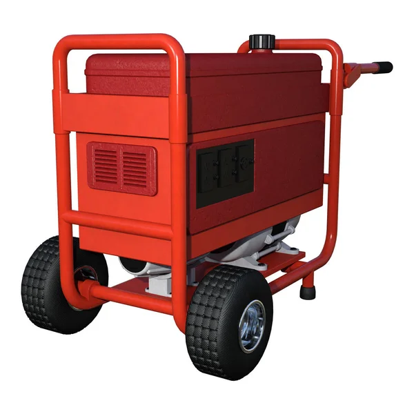 Rendering Red Portable Generator Isolated White Background — Stock Photo, Image