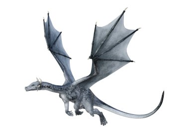 Beyaz arka plan üzerinde izole bir peri masalı ejderha 3D render