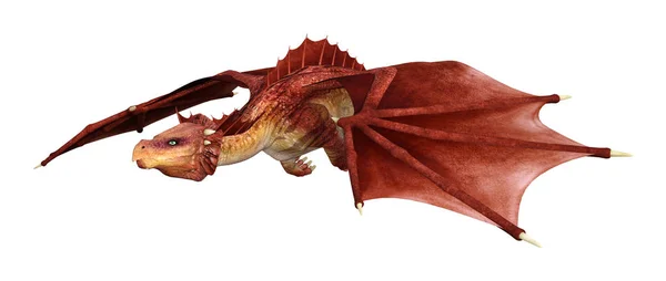 Representación Dragón Cuento Hadas Rojo Aislado Sobre Fondo Blanco — Foto de Stock