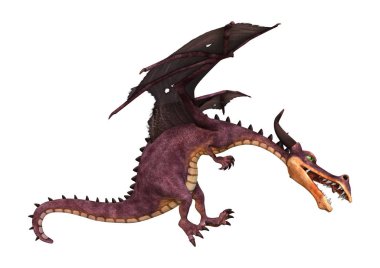 Beyaz arka plan üzerinde izole bir peri masalı ejderha 3D render