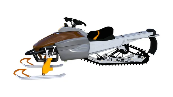 白い背景に分離されたスノーモービル またはモーターのそりやモーターそり Snowmachine 冬旅行のためのモーターを備えられた車の レンダリング — ストック写真