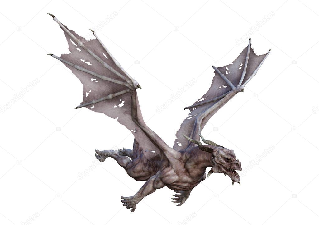 3D rendering of a fairy tale dragon isolated on white background