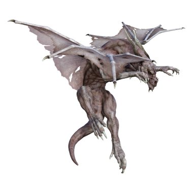 Beyaz arka plan üzerinde izole bir peri masalı ejderha 3D render