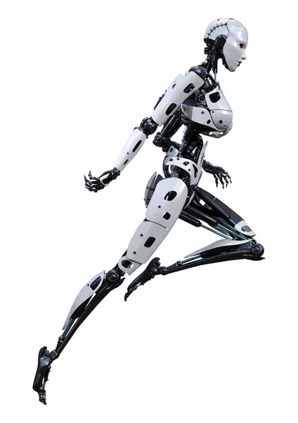 Renderelés Egy Női Robot Elszigetelt Fehér Alapon — Stock Fotó