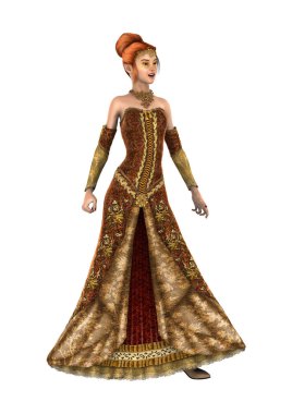 Beyaz arka plan üzerinde izole sonbaharın güzel bir prenses 3D render