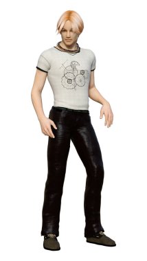 Beyaz arka planda izole edilmiş bir gencin 3D görüntüsü