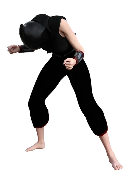 Vykreslování Žena Ninja Izolovaných Bílém Pozadí — Stock fotografie