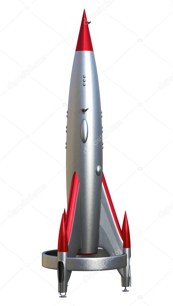 3D rendering of a space rocket isolated on white background