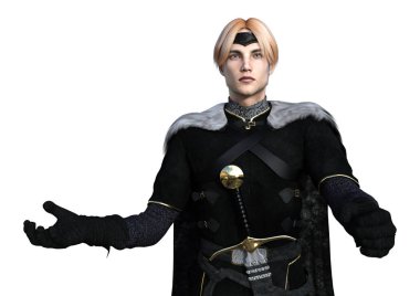 Beyaz arka planda izole edilmiş bir prensin 3 boyutlu anlatımı