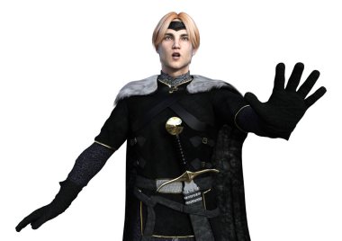 Beyaz arka planda izole edilmiş bir prensin 3 boyutlu anlatımı