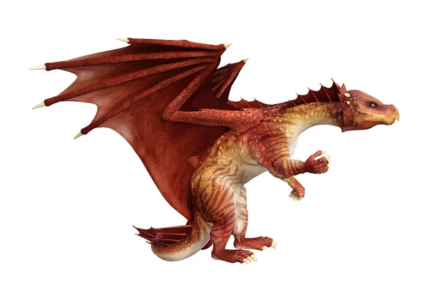 Rendering Red Fantasy Dragon Isolated White Background — Stock Photo, Image