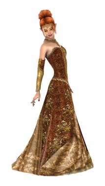 Beyaz arka plan üzerinde izole sonbaharın güzel bir prenses 3D render