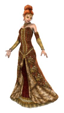 Beyaz arka plan üzerinde izole sonbaharın güzel bir prenses 3D render