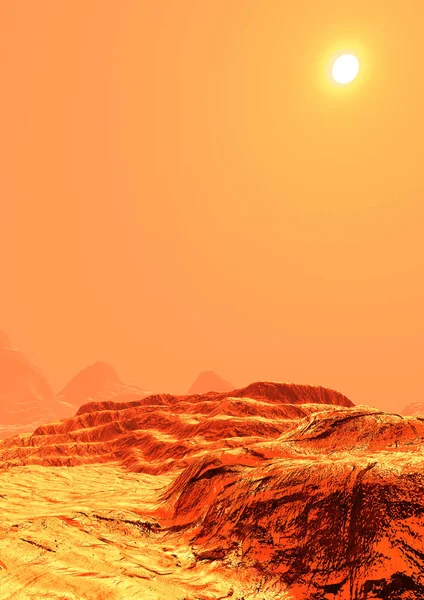 赤い惑星の3Dレンダリング火星の風景 — ストック写真