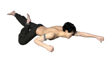 Beyaz arka plan üzerinde izole bir dövüş rahip 3D render