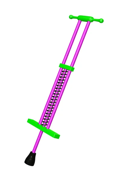 Beyaz Arka Plan Üzerinde Izole Bir Pogo Stick Render — Stok fotoğraf