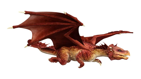Rendering Red Fantasy Dragon Isolated White Background — Stock Photo, Image