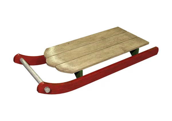 Rendering Vintage Wooden Sled Isolated White Background — Stock Photo, Image