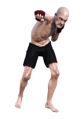 üst düzey bir adam boks 3d render beyaz arka plan üzerinde izole