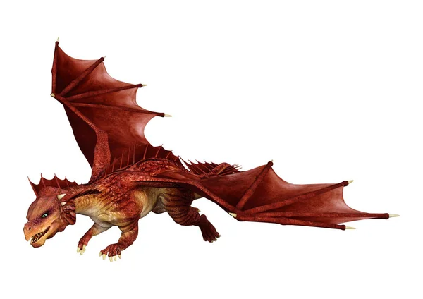 Rendu Dragon Fantasme Rouge Isolé Sur Fond Blanc — Photo