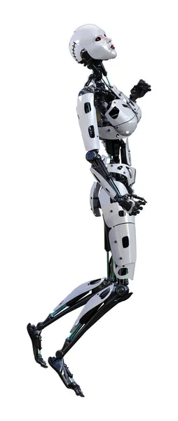 Representación Robot Femenino Aislado Sobre Fondo Blanco — Foto de Stock