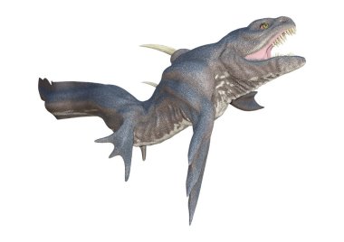 Beyaz arka planda izole edilmiş 3 boyutlu bir fantezi deniz ejderhası.