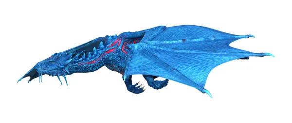 Darstellung Eines Blauen Fantasie Drachen Isoliert Auf Weißem Hintergrund — Stockfoto