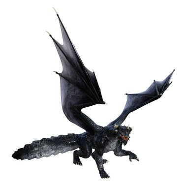 Beyaz arka plan üzerinde izole bir siyah fantezi ejderha 3D render