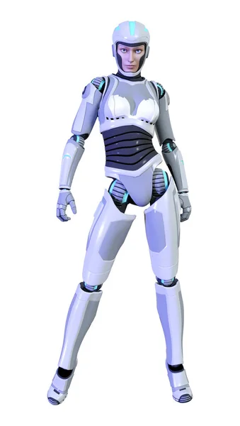 Rendering Robot Femmina Isolato Sfondo Bianco — Foto Stock