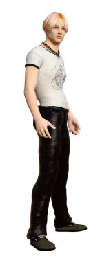 Beyaz arka planda izole edilmiş bir gencin 3D görüntüsü