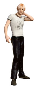 Beyaz arka planda izole edilmiş bir gencin 3D görüntüsü