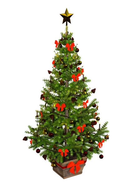 Vykreslování Viktoriánské Vánoční Stromeček Izolovaných Bílém Pozadí — Stock fotografie