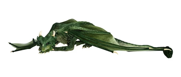 Representación Dragón Fantasía Verde Aislado Sobre Fondo Blanco —  Fotos de Stock