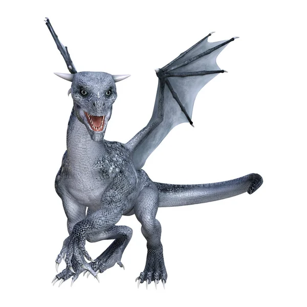 Rendering Fantasy Whelp Dragon Isolated White Background — Stock Photo, Image