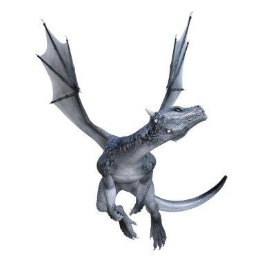 Beyaz arka plan üzerinde izole bir fantezi delikanlı ejderha 3D render