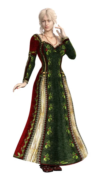 Τρισδιάστατη Απεικόνιση Του Μια Όμορφη Νεράιδα Πριγκίπισσα Παραμύθι Ένα Κόκκινο — Φωτογραφία Αρχείου