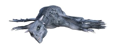 Beyaz arka plan üzerinde izole bir fantezi delikanlı ejderha 3D render