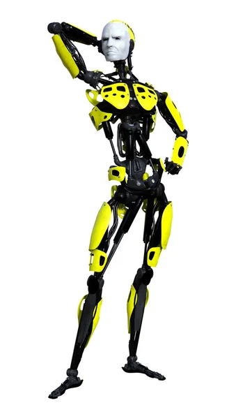 Representación Robot Macho Aislado Sobre Fondo Blanco — Foto de Stock