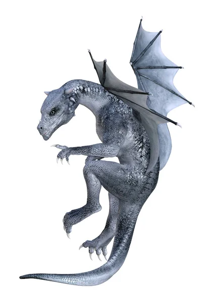 Rendering Fantasy Dragon Spoling Isolerad Vit Bakgrund — Stockfoto