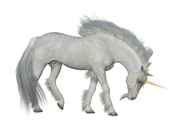 Rendering Unicorno Bianco Fiaba Isolato Sfondo Bianco — Foto Stock