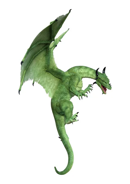 Representación Dragón Fantasía Verde Aislado Sobre Fondo Blanco — Foto de Stock