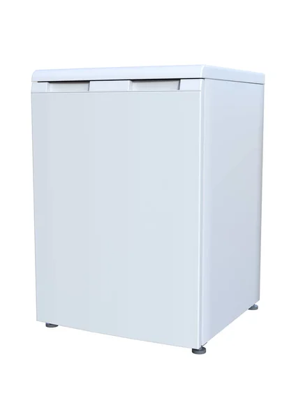 Render Izole Beyaz Arka Plan Üzerinde Beyaz Bir Mini Buzdolabı — Stok fotoğraf