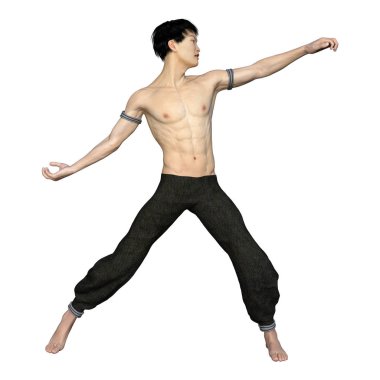 3D render Asya adam beyaz