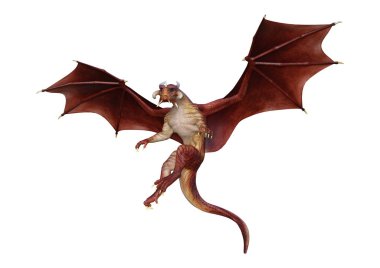 3D render masal Dragon beyaz